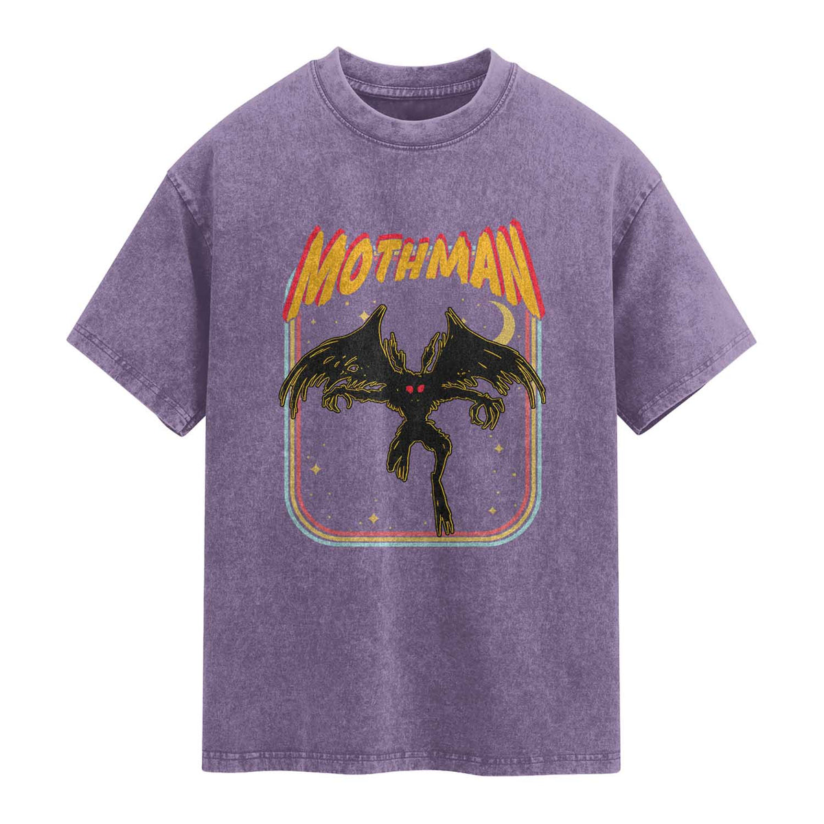 Retro Mothman Washed Cotton T-Shirt Vintage Comicbook Style Cryptid Lore Cryptozoology