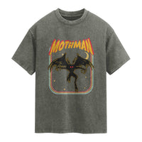 Retro Mothman Washed Cotton T-Shirt Vintage Comicbook Style Cryptid Lore Cryptozoology