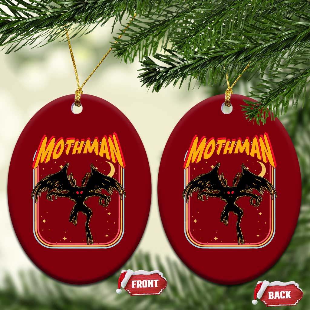 Retro Mothman Ceramic Ornament Vintage Comicbook Style Cryptid Lore Cryptozoology - Wonder Print Shop