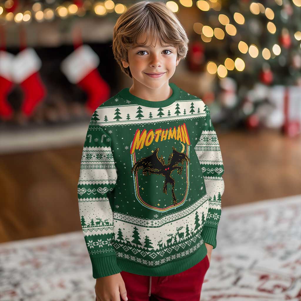 Retro Mothman Ugly Christmas Sweater Vintage Comicbook Style Cryptid Lore Cryptozoology - Wonder Print Shop