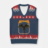 Retro Mothman V-Neck Knit Sweater Vest Vintage Comicbook Style Cryptid Lore Cryptozoology - Wonder Print Shop