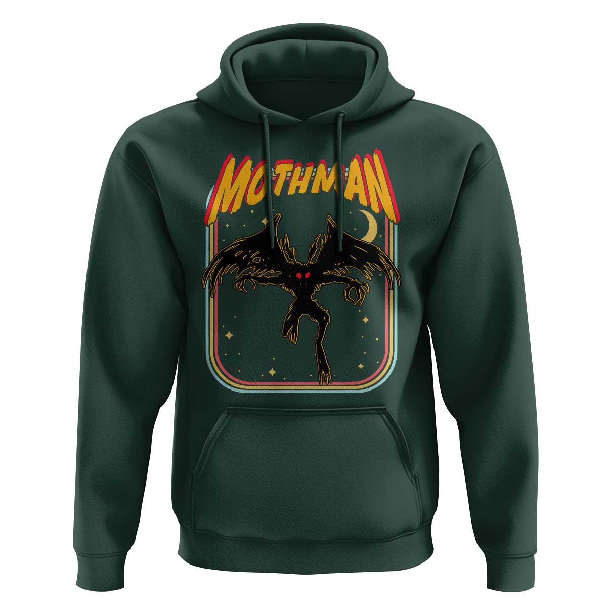 Retro Mothman Hoodie Vintage Comicbook Style Cryptid Lore Cryptozoology - Wonder Print Shop