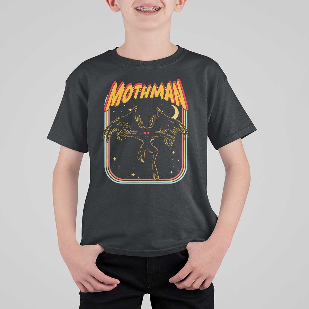 Retro Mothman T Shirt For Kid Vintage Comicbook Style Cryptid Lore Cryptozoology - Wonder Print Shop