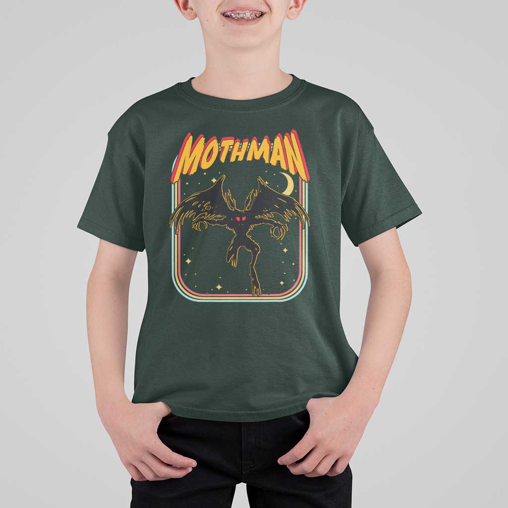Retro Mothman T Shirt For Kid Vintage Comicbook Style Cryptid Lore Cryptozoology - Wonder Print Shop