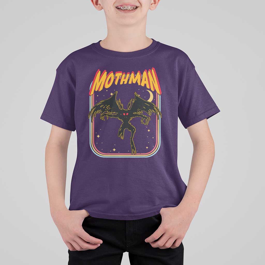 Retro Mothman T Shirt For Kid Vintage Comicbook Style Cryptid Lore Cryptozoology - Wonder Print Shop