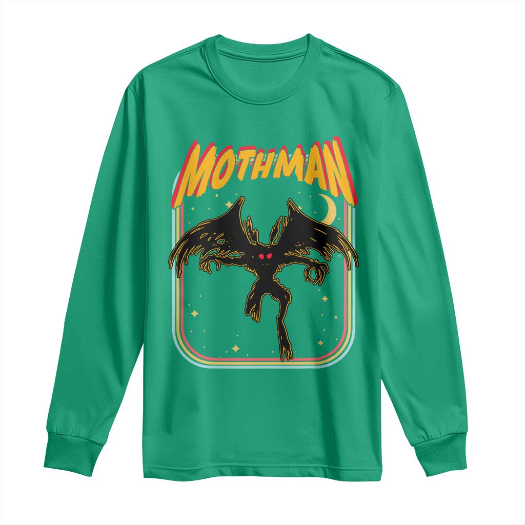 Retro Mothman Long Sleeve Shirt Vintage Comicbook Style Cryptid Lore Cryptozoology - Wonder Print Shop