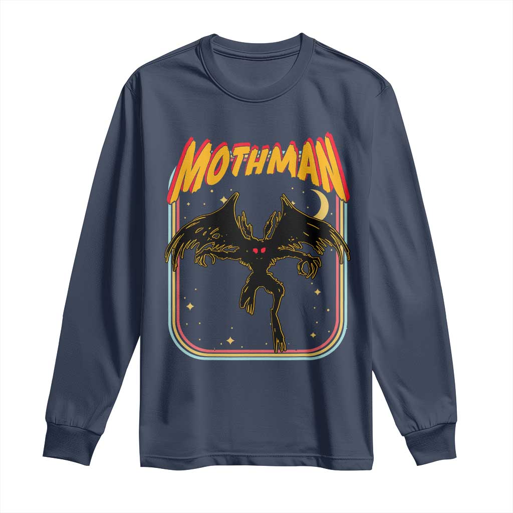 Retro Mothman Long Sleeve Shirt Vintage Comicbook Style Cryptid Lore Cryptozoology - Wonder Print Shop