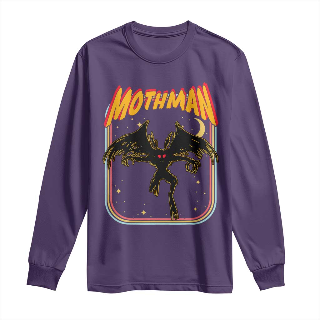 Retro Mothman Long Sleeve Shirt Vintage Comicbook Style Cryptid Lore Cryptozoology - Wonder Print Shop