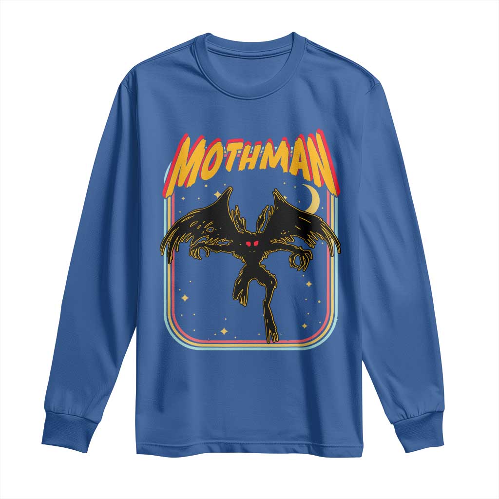 Retro Mothman Long Sleeve Shirt Vintage Comicbook Style Cryptid Lore Cryptozoology - Wonder Print Shop