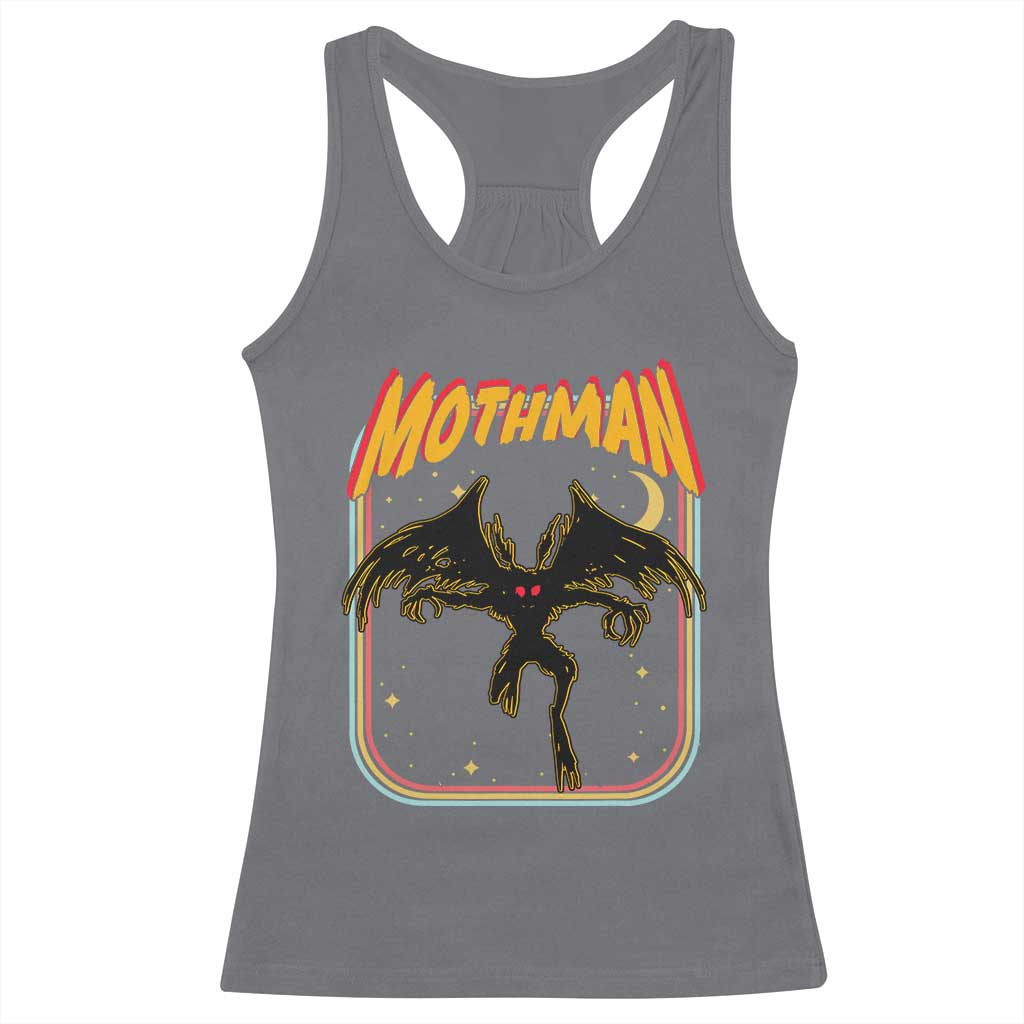 Retro Mothman Racerback Tank Top Vintage Comicbook Style Cryptid Lore Cryptozoology - Wonder Print Shop