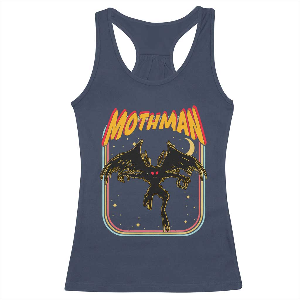Retro Mothman Racerback Tank Top Vintage Comicbook Style Cryptid Lore Cryptozoology - Wonder Print Shop