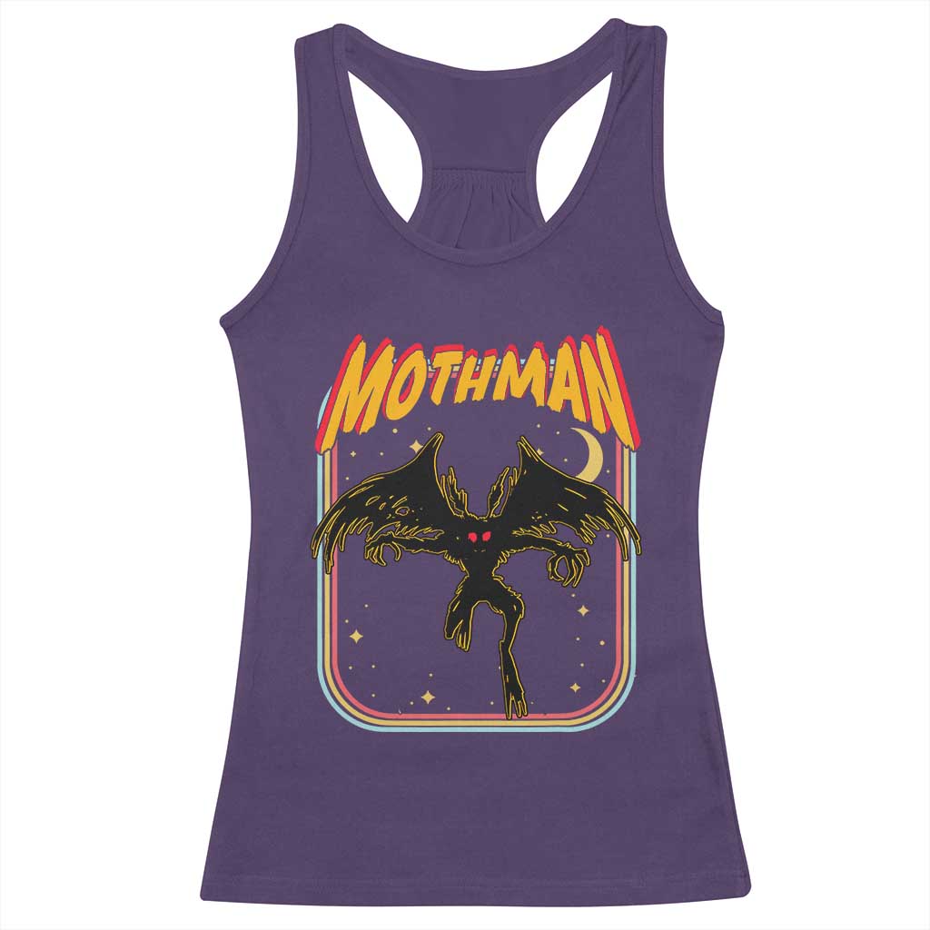 Retro Mothman Racerback Tank Top Vintage Comicbook Style Cryptid Lore Cryptozoology - Wonder Print Shop
