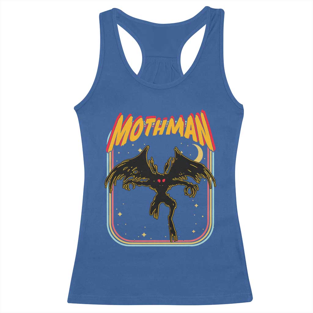 Retro Mothman Racerback Tank Top Vintage Comicbook Style Cryptid Lore Cryptozoology - Wonder Print Shop