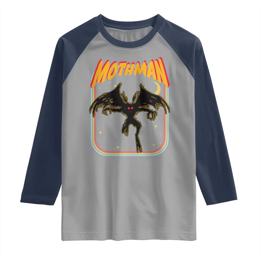 Retro Mothman Raglan Shirt Vintage Comicbook Style Cryptid Lore Cryptozoology - Wonder Print Shop