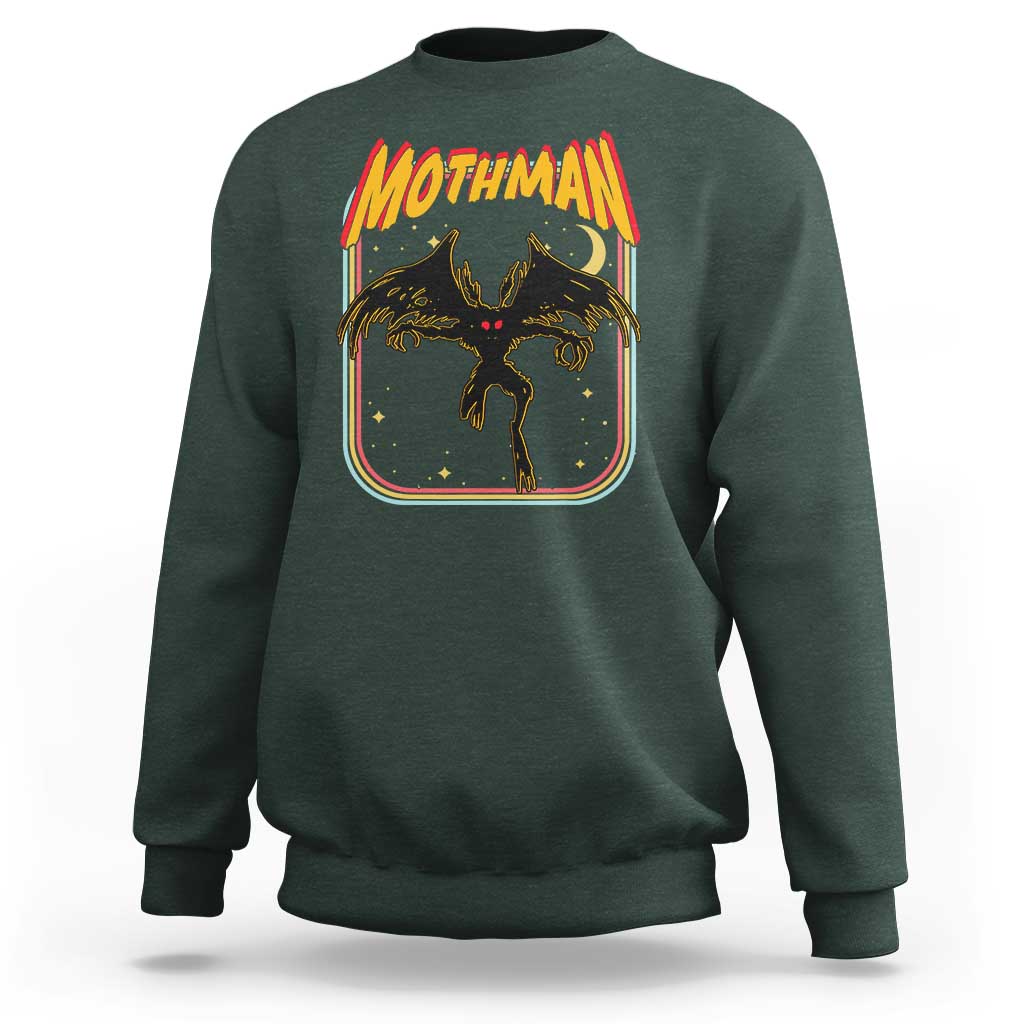Retro Mothman Sweatshirt Vintage Comicbook Style Cryptid Lore Cryptozoology - Wonder Print Shop