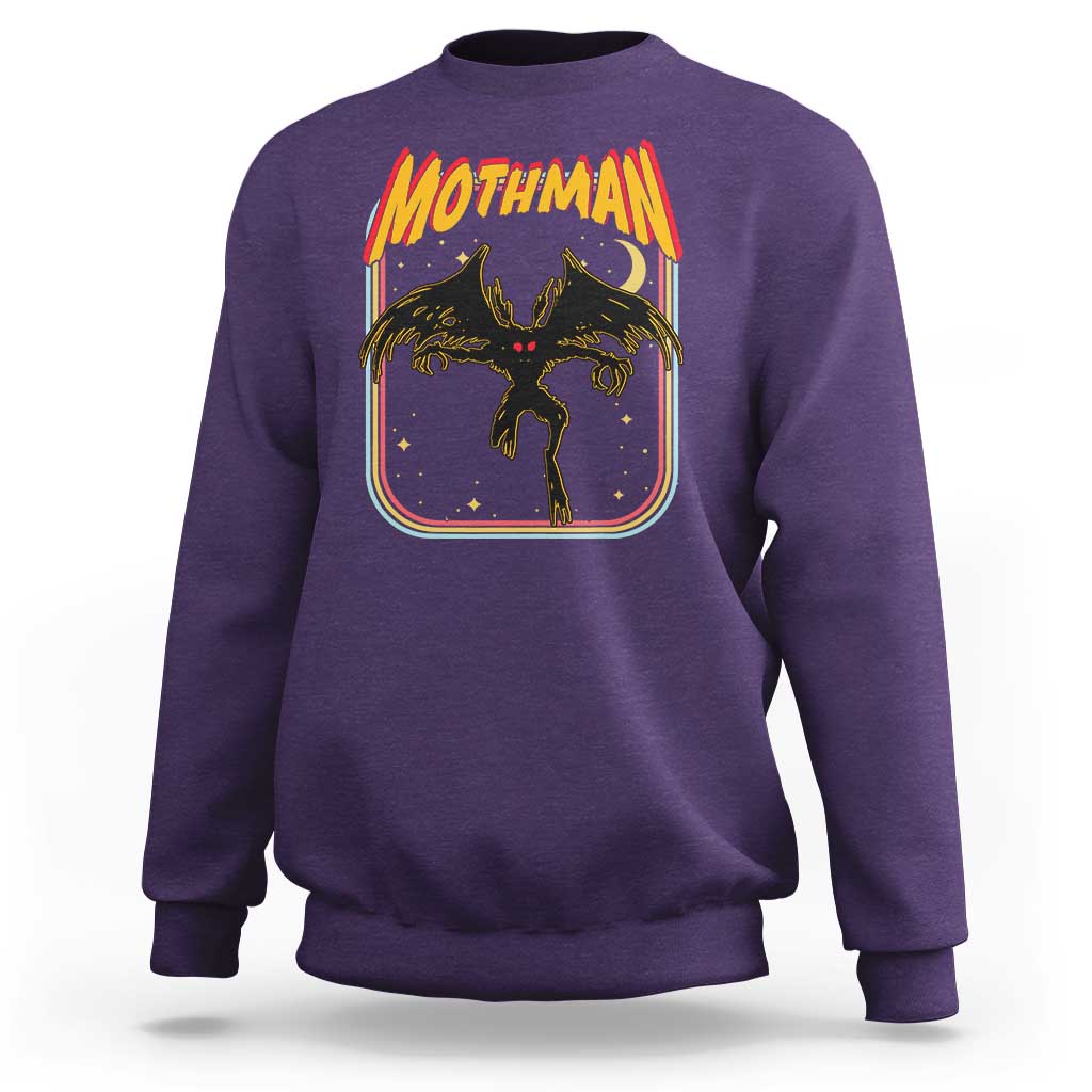 Retro Mothman Sweatshirt Vintage Comicbook Style Cryptid Lore Cryptozoology - Wonder Print Shop