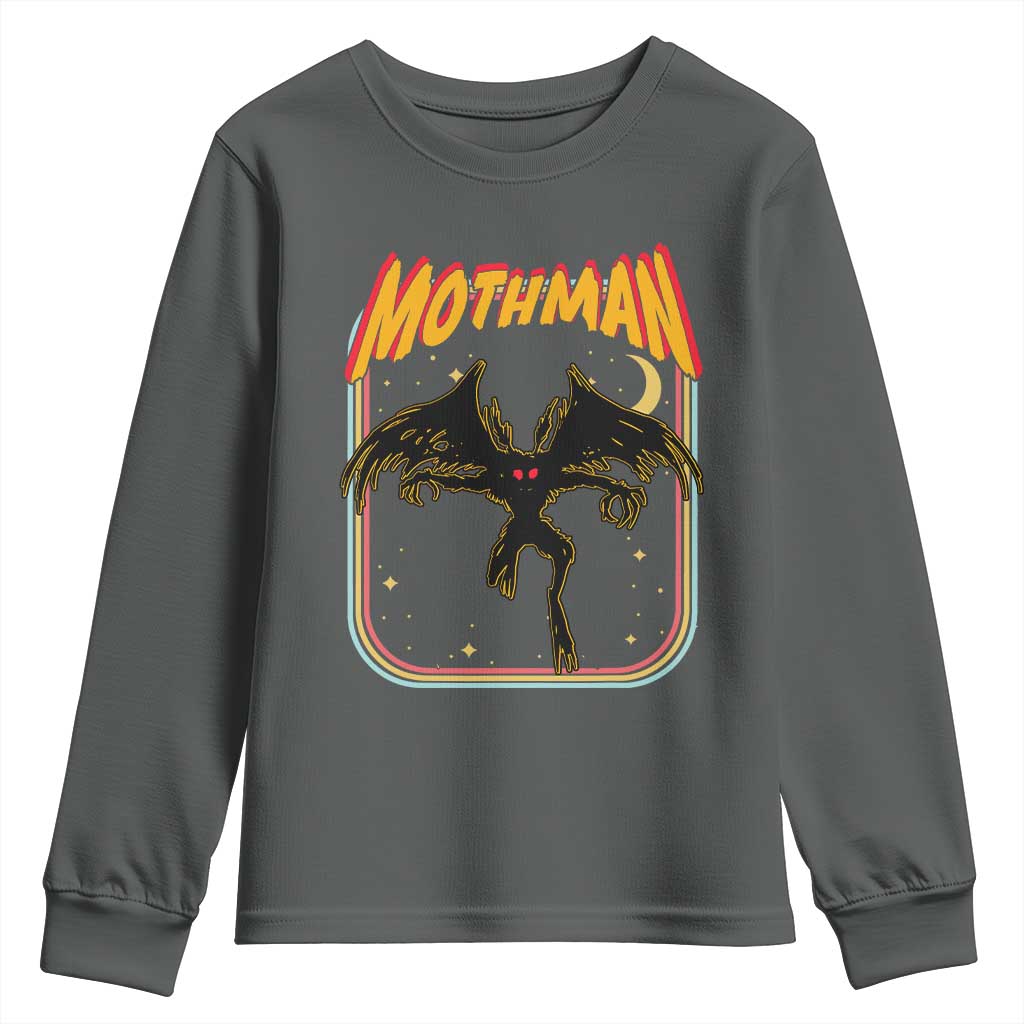 Retro Mothman Youth Sweatshirt Vintage Comicbook Style Cryptid Lore Cryptozoology - Wonder Print Shop