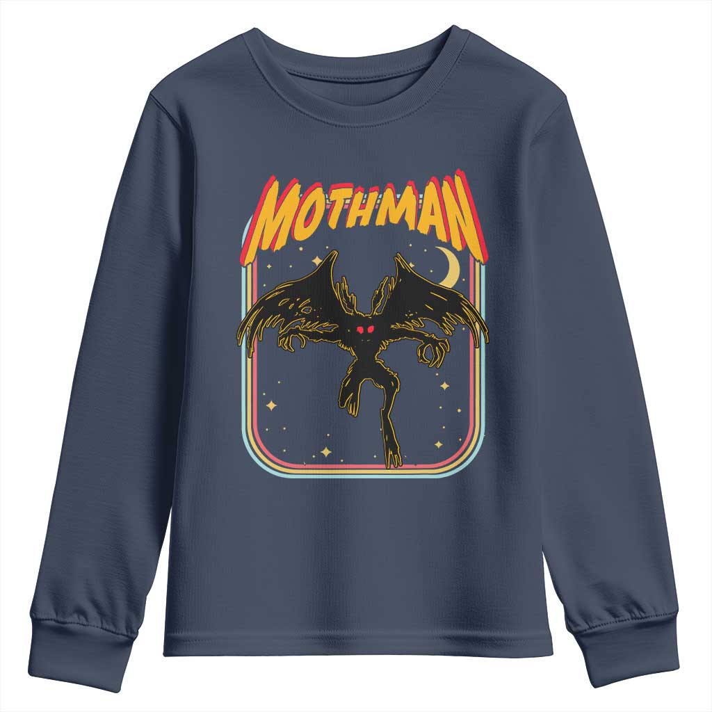 Retro Mothman Youth Sweatshirt Vintage Comicbook Style Cryptid Lore Cryptozoology - Wonder Print Shop