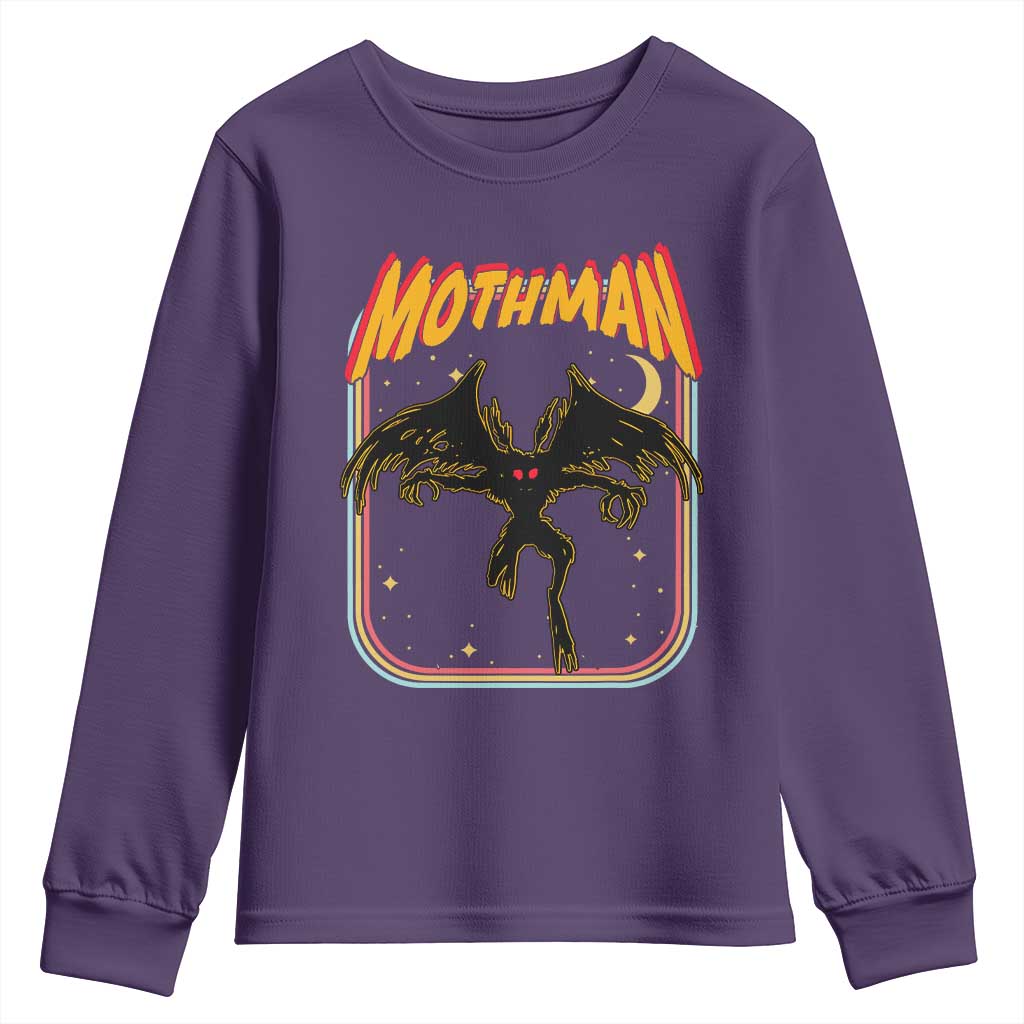 Retro Mothman Youth Sweatshirt Vintage Comicbook Style Cryptid Lore Cryptozoology - Wonder Print Shop