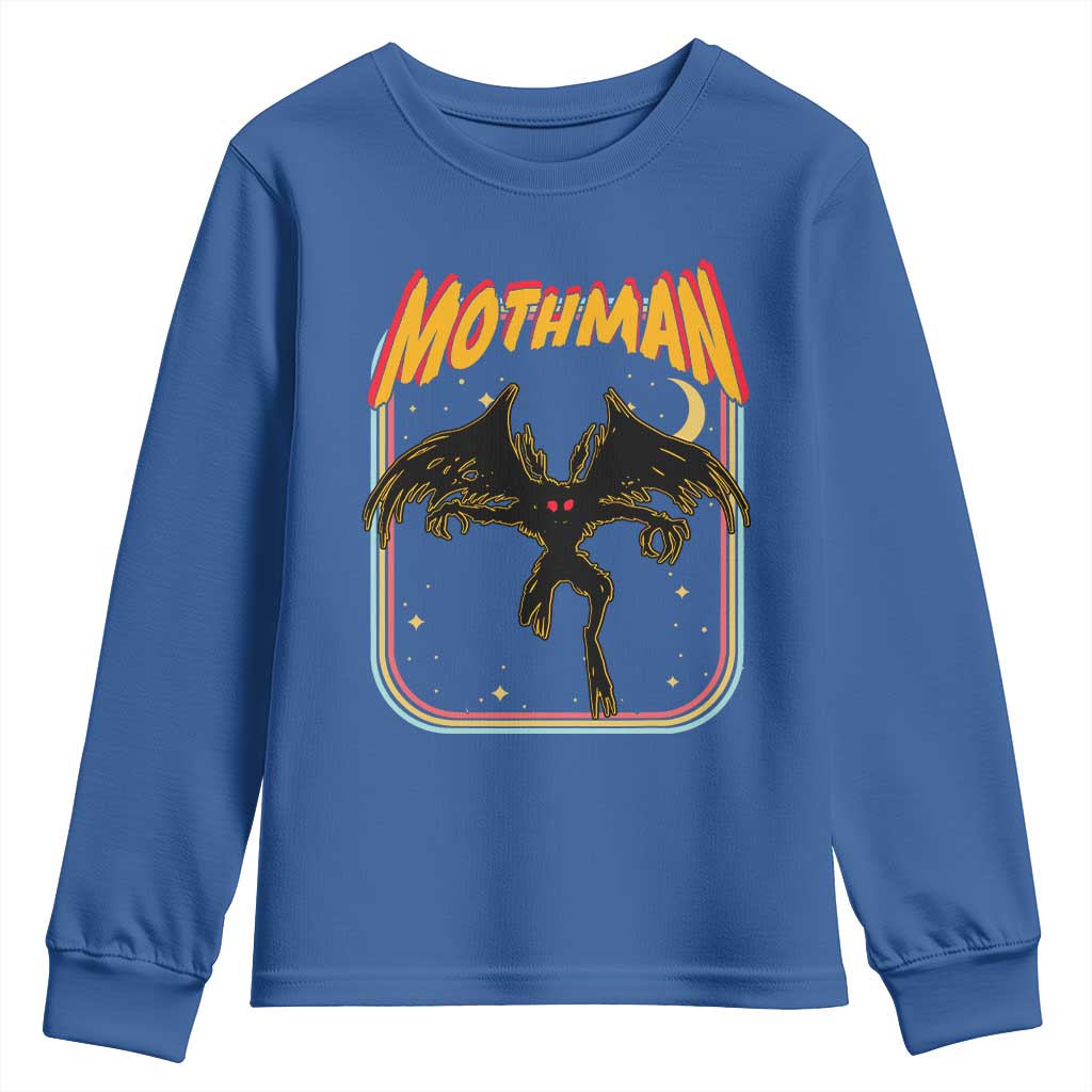 Retro Mothman Youth Sweatshirt Vintage Comicbook Style Cryptid Lore Cryptozoology - Wonder Print Shop