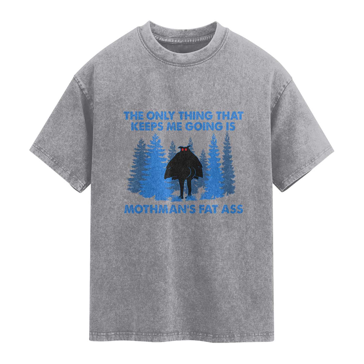 Funny Mothman Fat Ass Washed Cotton T-Shirt Vintage Cryptid Funny Moth Man Meme