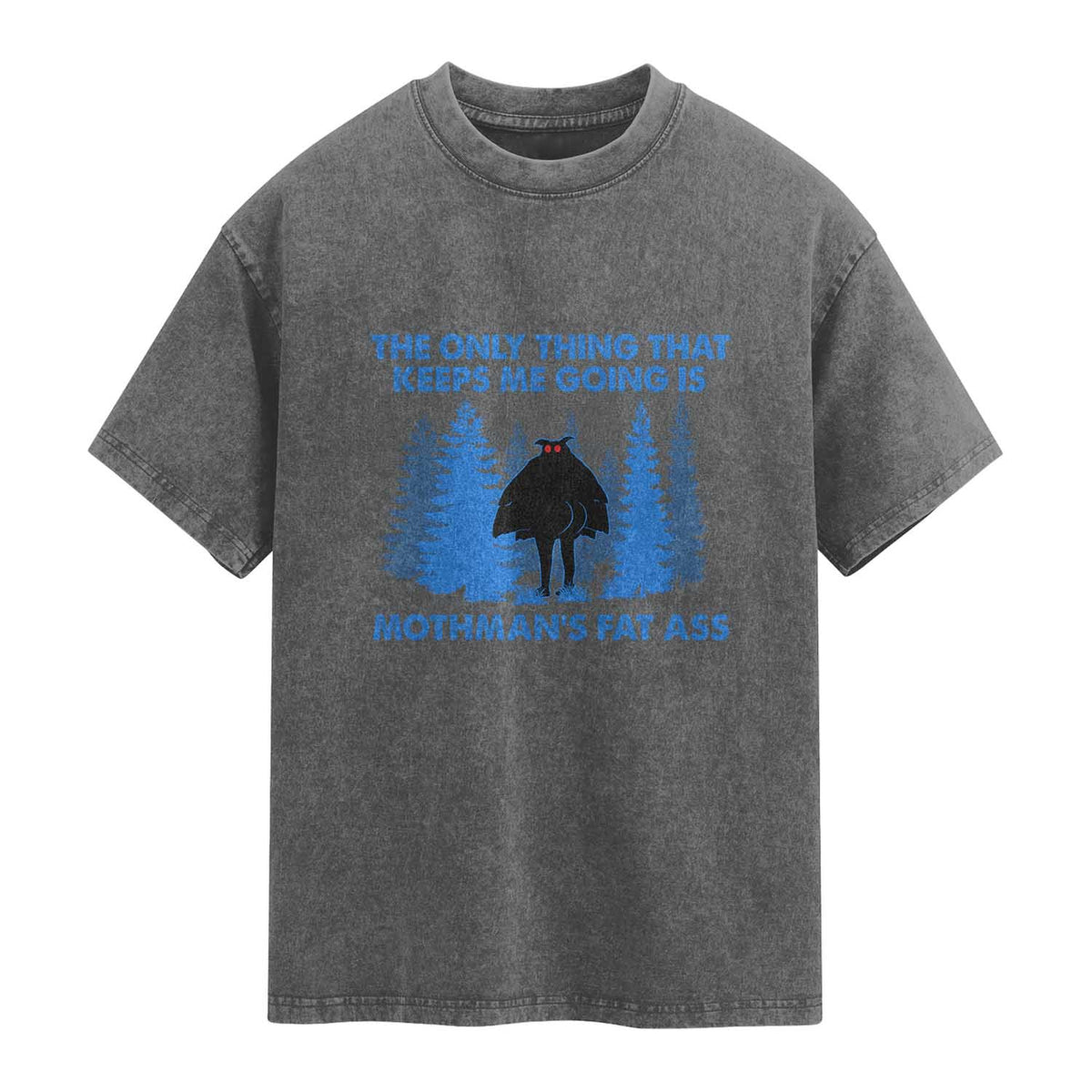 Funny Mothman Fat Ass Washed Cotton T-Shirt Vintage Cryptid Funny Moth Man Meme