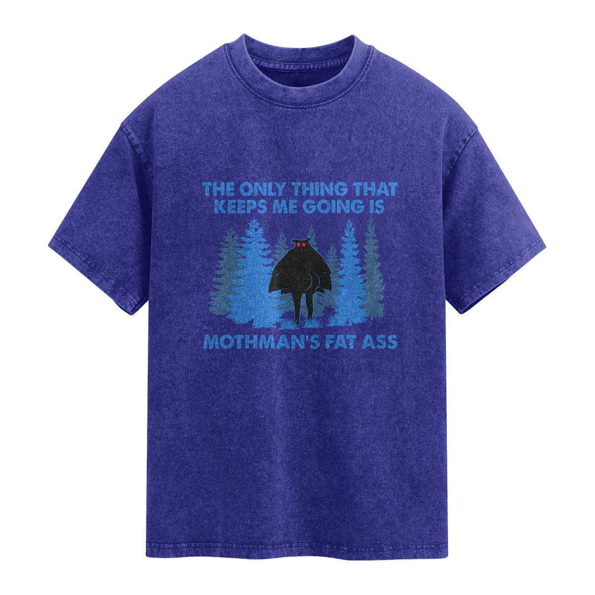 Funny Mothman Fat Ass Washed Cotton T-Shirt Vintage Cryptid Funny Moth Man Meme