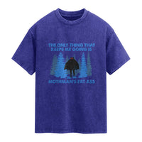 Funny Mothman Fat Ass Washed Cotton T-Shirt Vintage Cryptid Funny Moth Man Meme