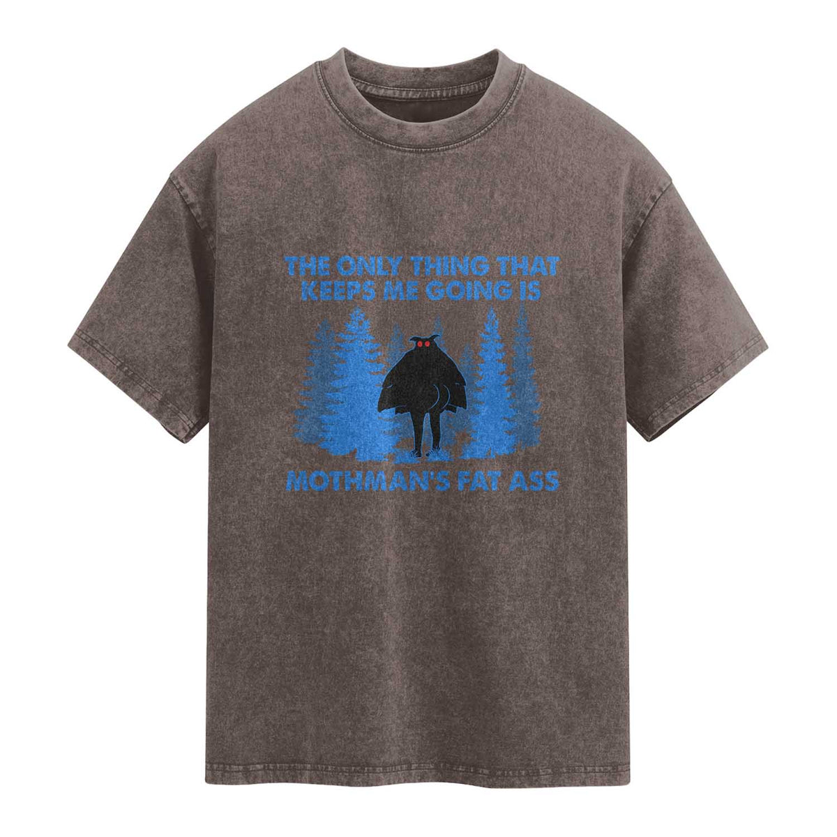 Funny Mothman Fat Ass Washed Cotton T-Shirt Vintage Cryptid Funny Moth Man Meme