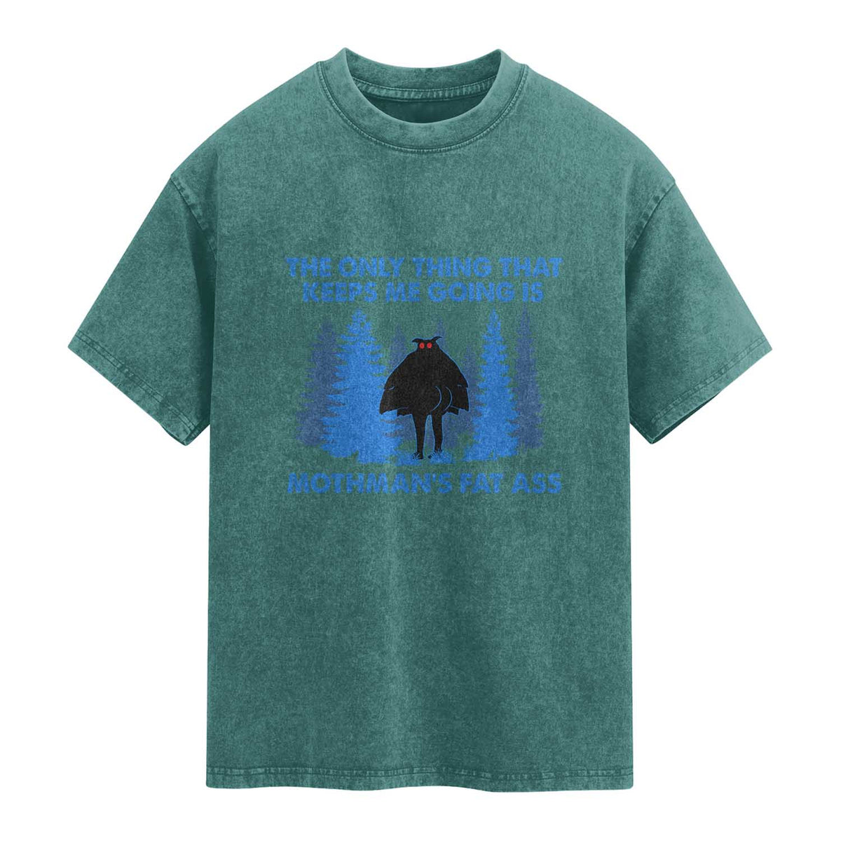 Funny Mothman Fat Ass Washed Cotton T-Shirt Vintage Cryptid Funny Moth Man Meme