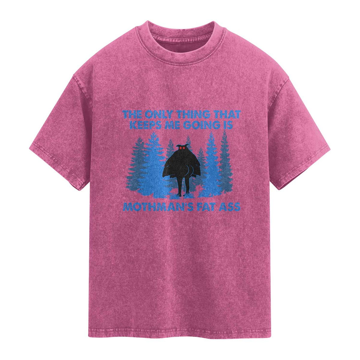 Funny Mothman Fat Ass Washed Cotton T-Shirt Vintage Cryptid Funny Moth Man Meme