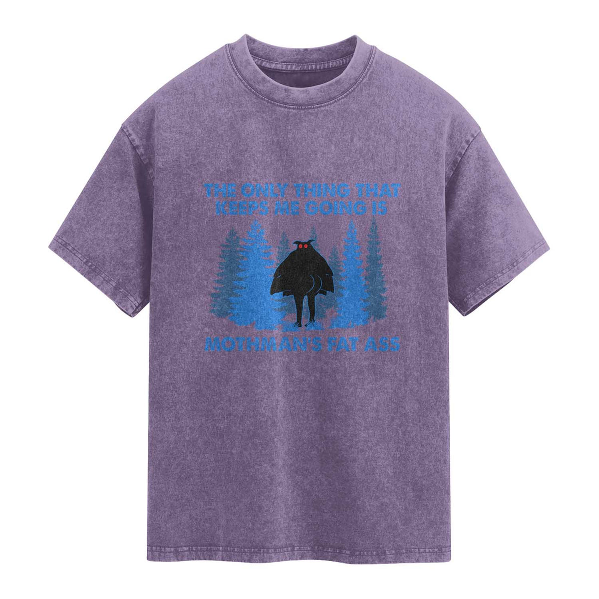 Funny Mothman Fat Ass Washed Cotton T-Shirt Vintage Cryptid Funny Moth Man Meme