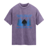 Funny Mothman Fat Ass Washed Cotton T-Shirt Vintage Cryptid Funny Moth Man Meme