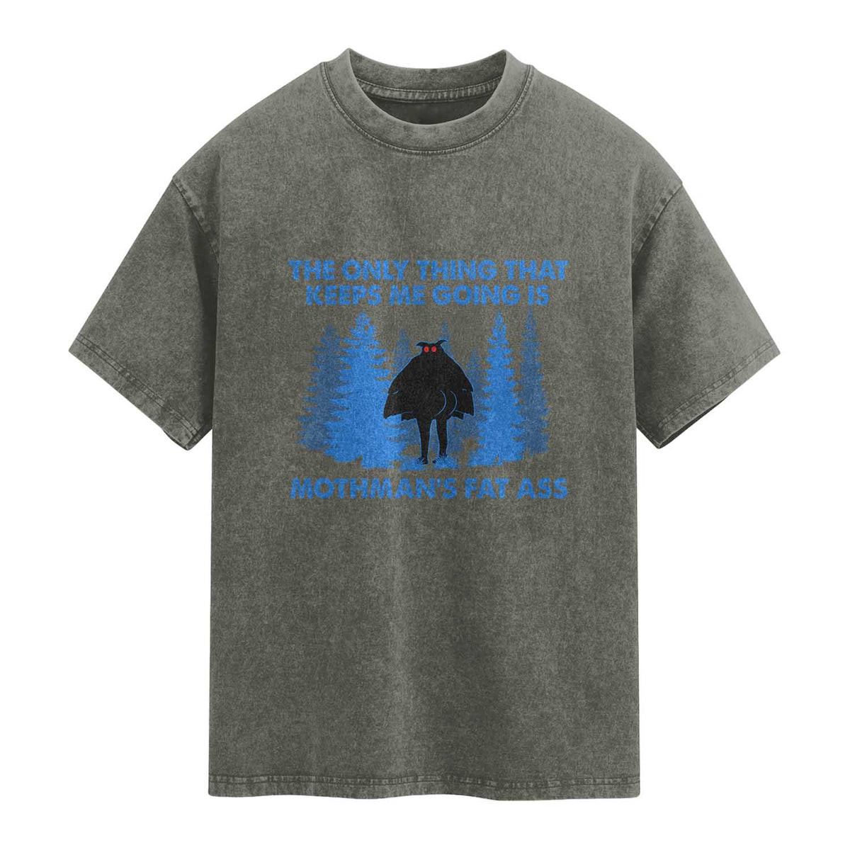 Funny Mothman Fat Ass Washed Cotton T-Shirt Vintage Cryptid Funny Moth Man Meme