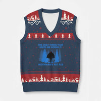 Funny Mothman Fat Ass V-Neck Knit Sweater Vest Vintage Cryptid Funny Moth Man Meme - Wonder Print Shop