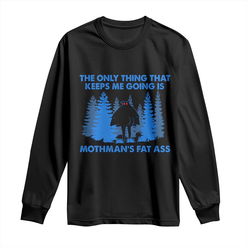 Funny Mothman Fat Ass Long Sleeve Shirt Vintage Cryptid Funny Moth Man Meme - Wonder Print Shop