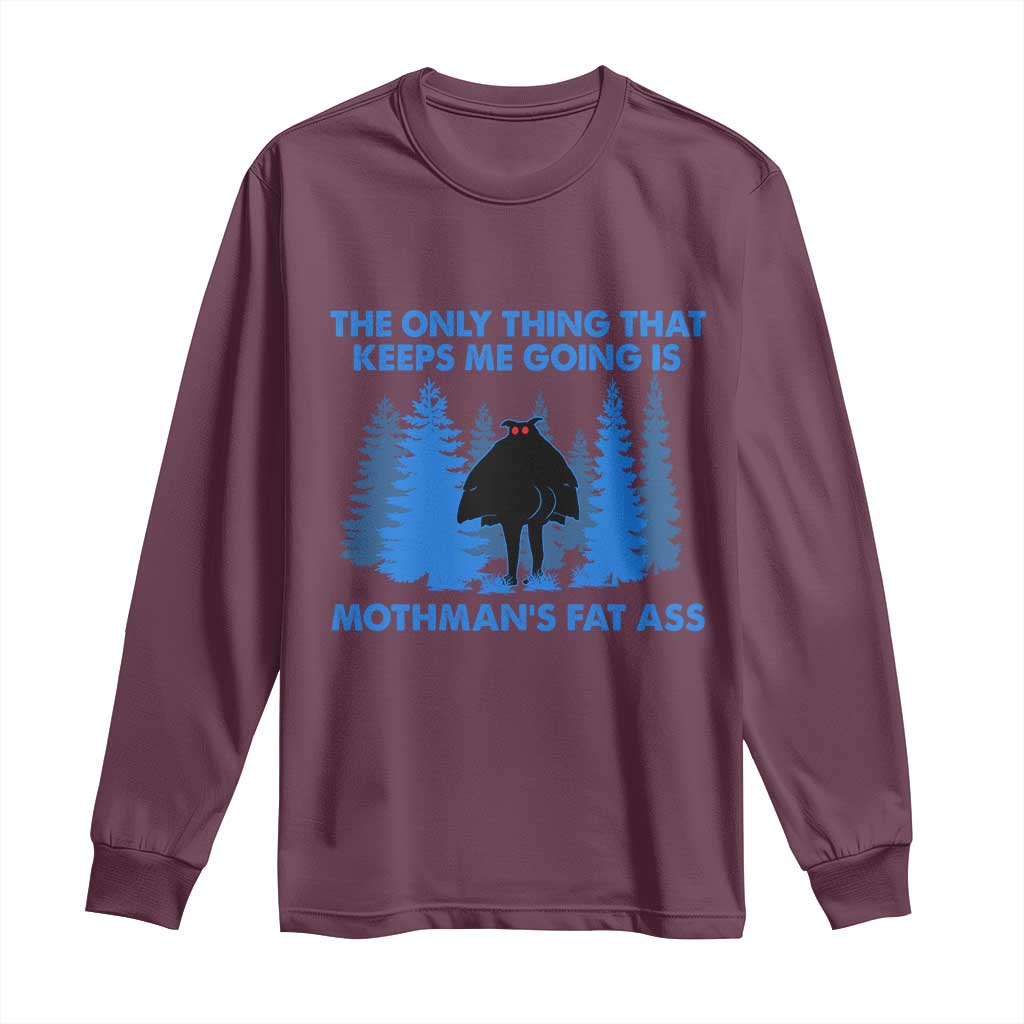Funny Mothman Fat Ass Long Sleeve Shirt Vintage Cryptid Funny Moth Man Meme - Wonder Print Shop