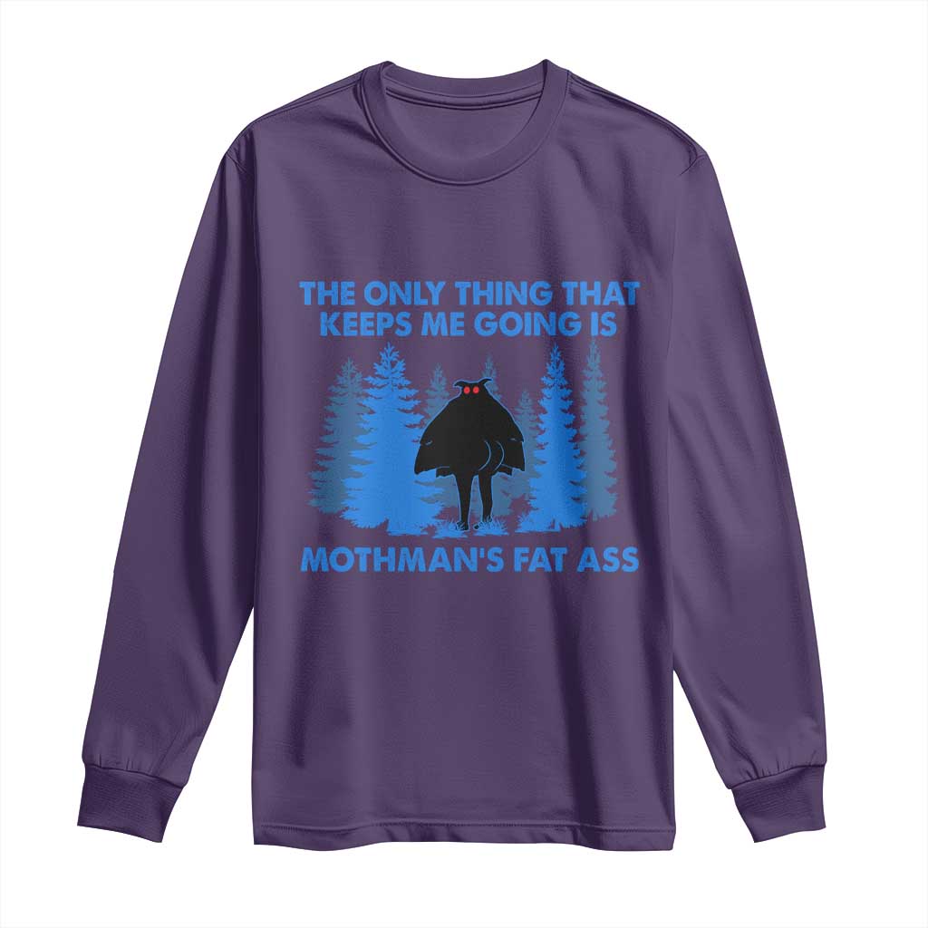 Funny Mothman Fat Ass Long Sleeve Shirt Vintage Cryptid Funny Moth Man Meme - Wonder Print Shop