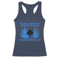 Funny Mothman Fat Ass Racerback Tank Top Vintage Cryptid Funny Moth Man Meme - Wonder Print Shop