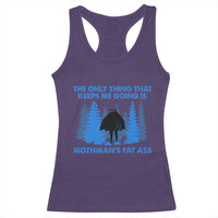 Funny Mothman Fat Ass Racerback Tank Top Vintage Cryptid Funny Moth Man Meme - Wonder Print Shop