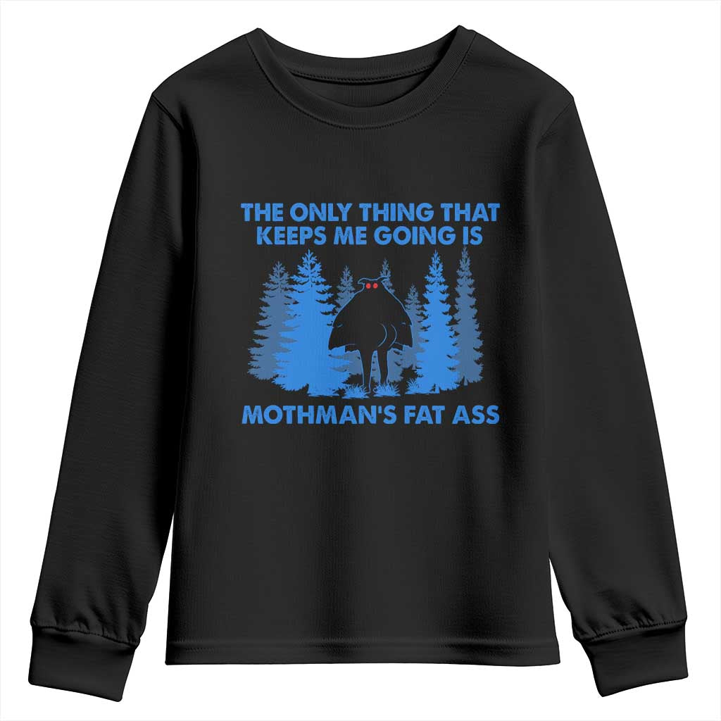 Funny Mothman Fat Ass Youth Sweatshirt Vintage Cryptid Funny Moth Man Meme - Wonder Print Shop