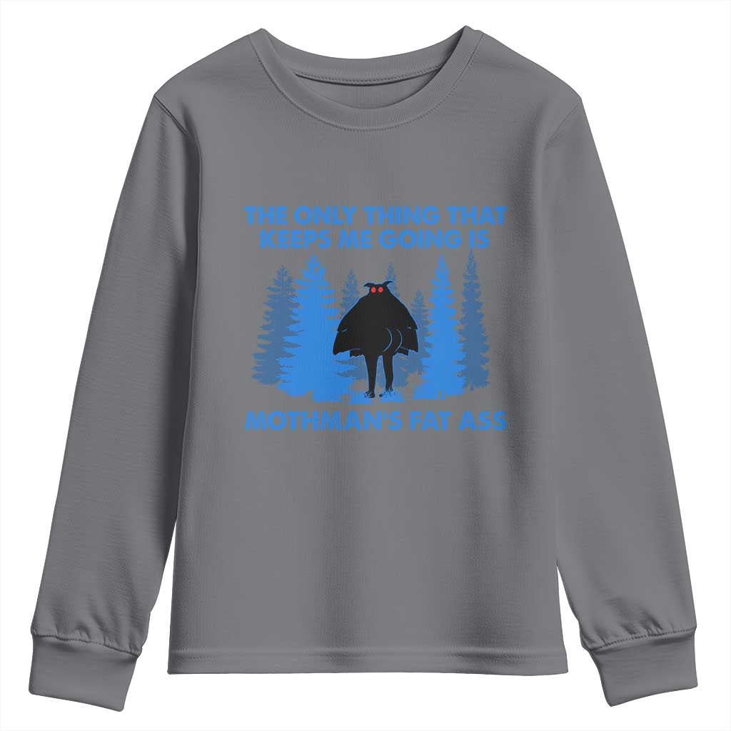 Funny Mothman Fat Ass Youth Sweatshirt Vintage Cryptid Funny Moth Man Meme - Wonder Print Shop