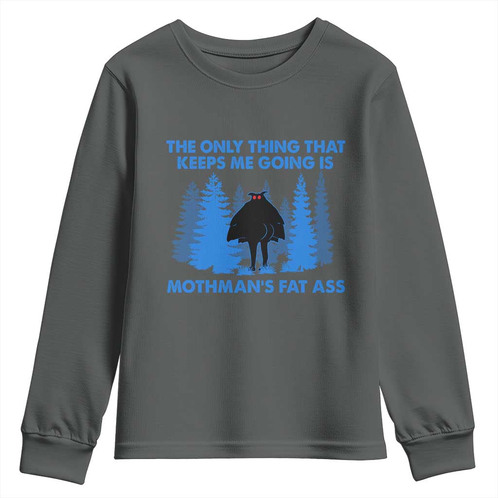 Funny Mothman Fat Ass Youth Sweatshirt Vintage Cryptid Funny Moth Man Meme - Wonder Print Shop