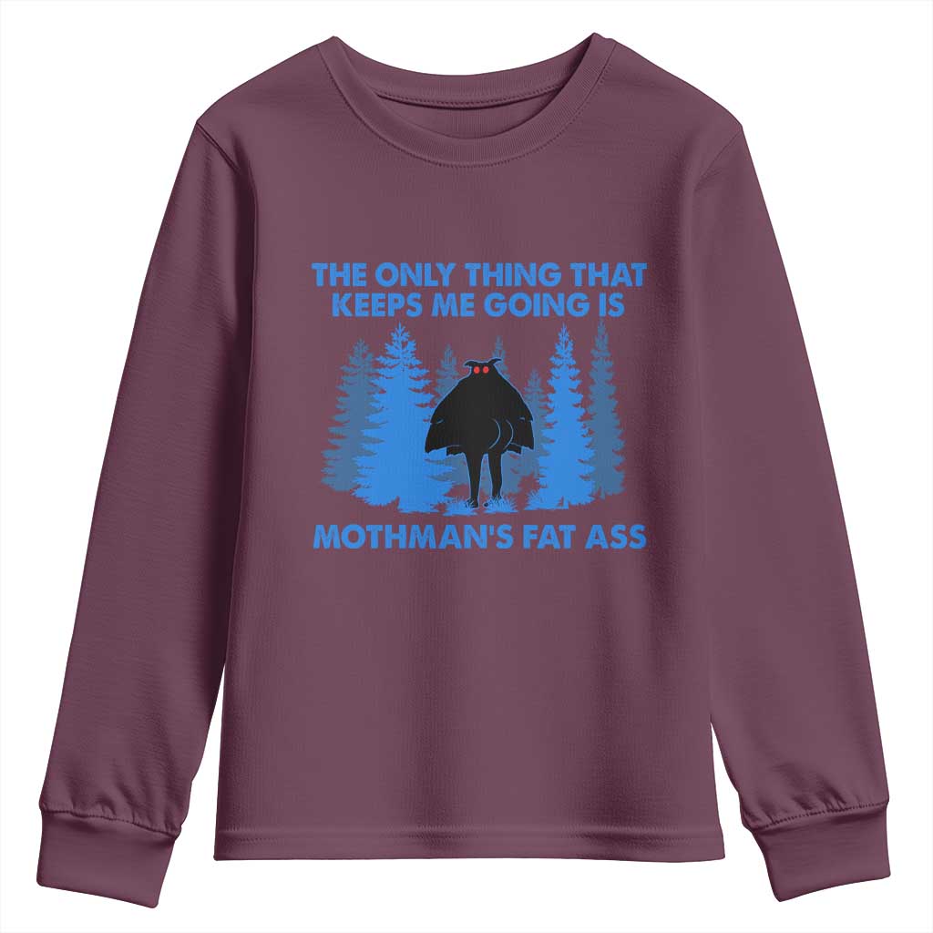 Funny Mothman Fat Ass Youth Sweatshirt Vintage Cryptid Funny Moth Man Meme - Wonder Print Shop