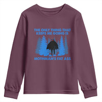 Funny Mothman Fat Ass Youth Sweatshirt Vintage Cryptid Funny Moth Man Meme - Wonder Print Shop