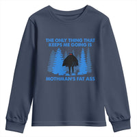 Funny Mothman Fat Ass Youth Sweatshirt Vintage Cryptid Funny Moth Man Meme - Wonder Print Shop