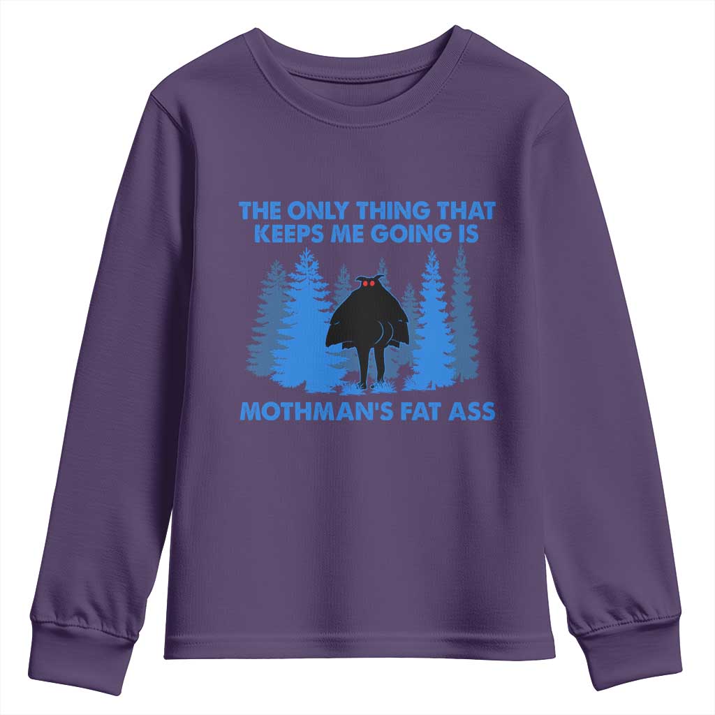 Funny Mothman Fat Ass Youth Sweatshirt Vintage Cryptid Funny Moth Man Meme - Wonder Print Shop
