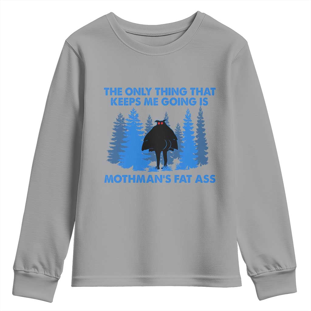 Funny Mothman Fat Ass Youth Sweatshirt Vintage Cryptid Funny Moth Man Meme - Wonder Print Shop