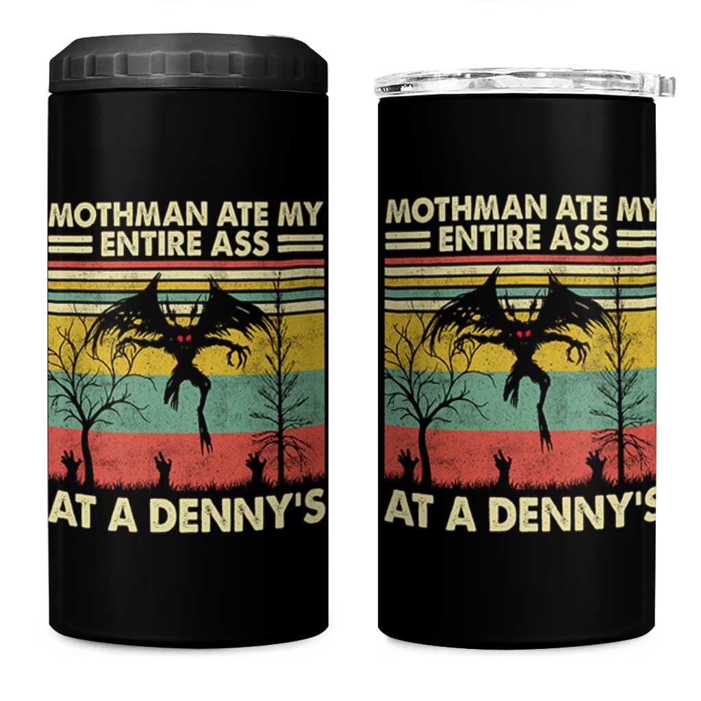 Funny Mothman Eat My Entire Ass 4 in 1 Can Cooler Tumbler Vintage Cryptid Funny Mothman Meme - Wonder Print Shop