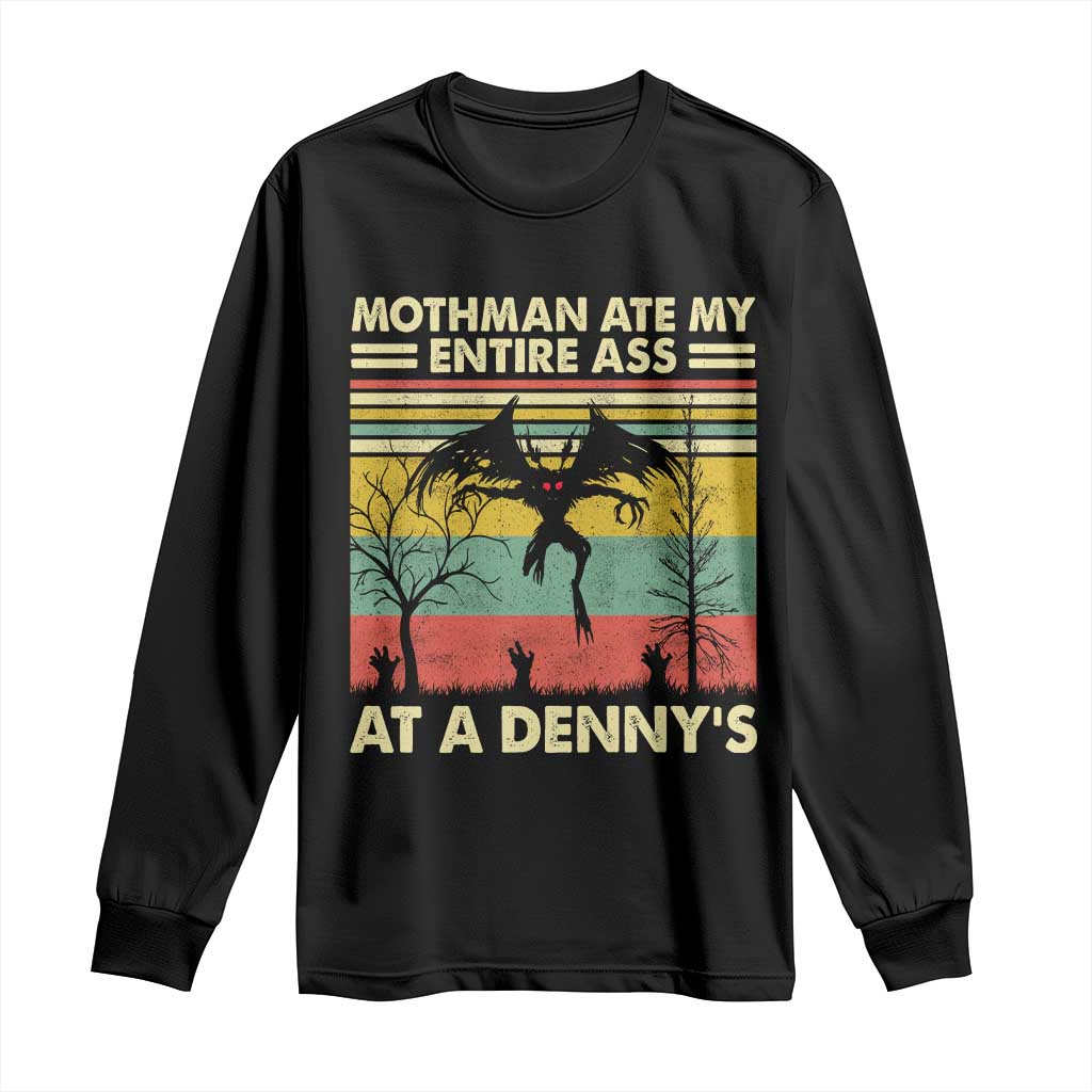 Funny Mothman Eat My Entire Ass Long Sleeve Shirt Vintage Cryptid Funny Mothman Meme - Wonder Print Shop